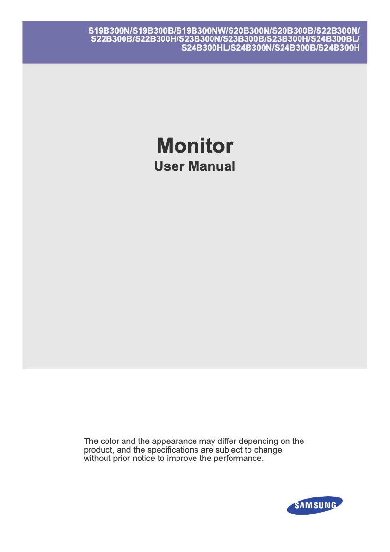 Imagen de la primera página del manual del dispositivo SyncMaster S23B300H