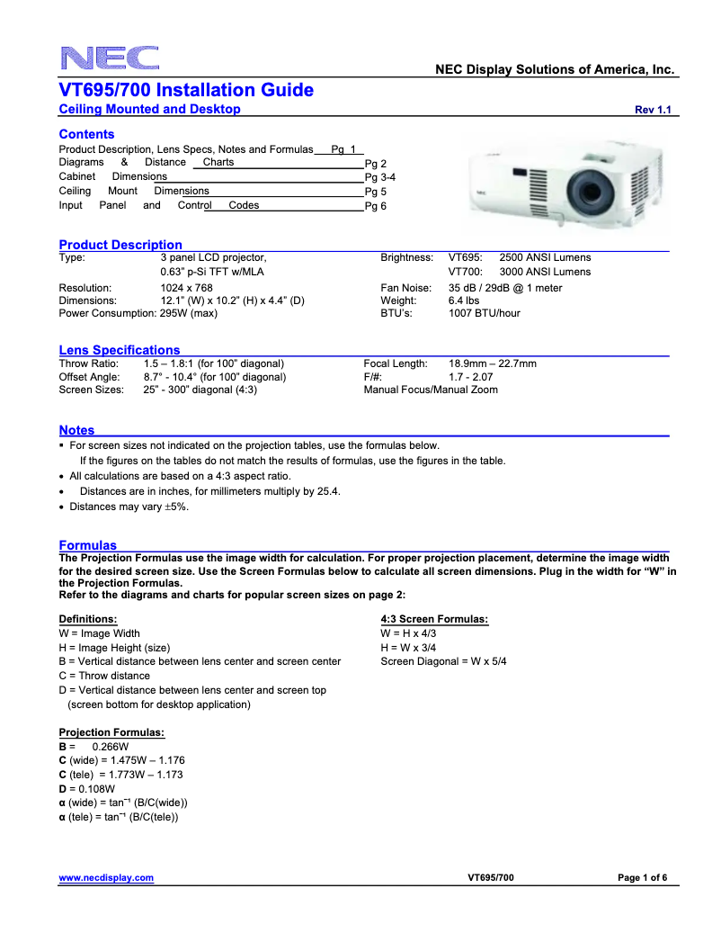 Imagen de la primera página del manual del dispositivo VT695