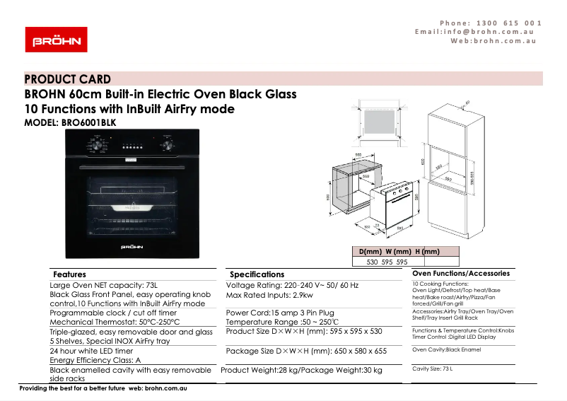 Página 1 del manual Ficha técnica Bröhn BRO6001BLK