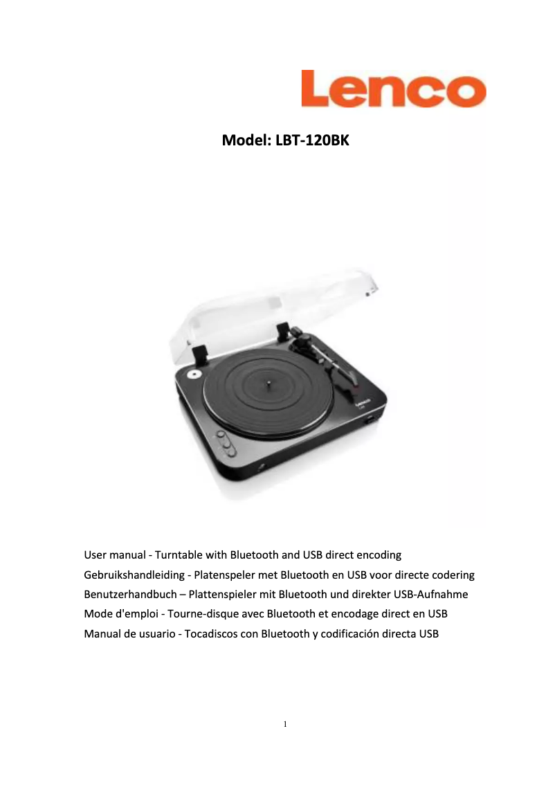 Página nº 1 - Manual de usuario Lenco LBT-120