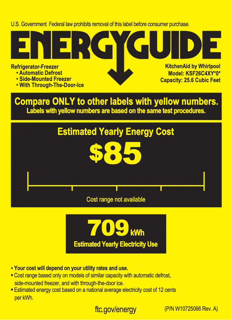Página nº 1 - Etiqueta energética KitchenAid KSF26C4XYW