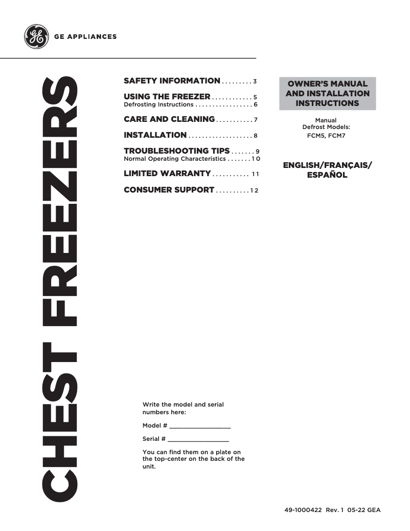 Imagen de la primera página del manual del dispositivo FCM7SKWW