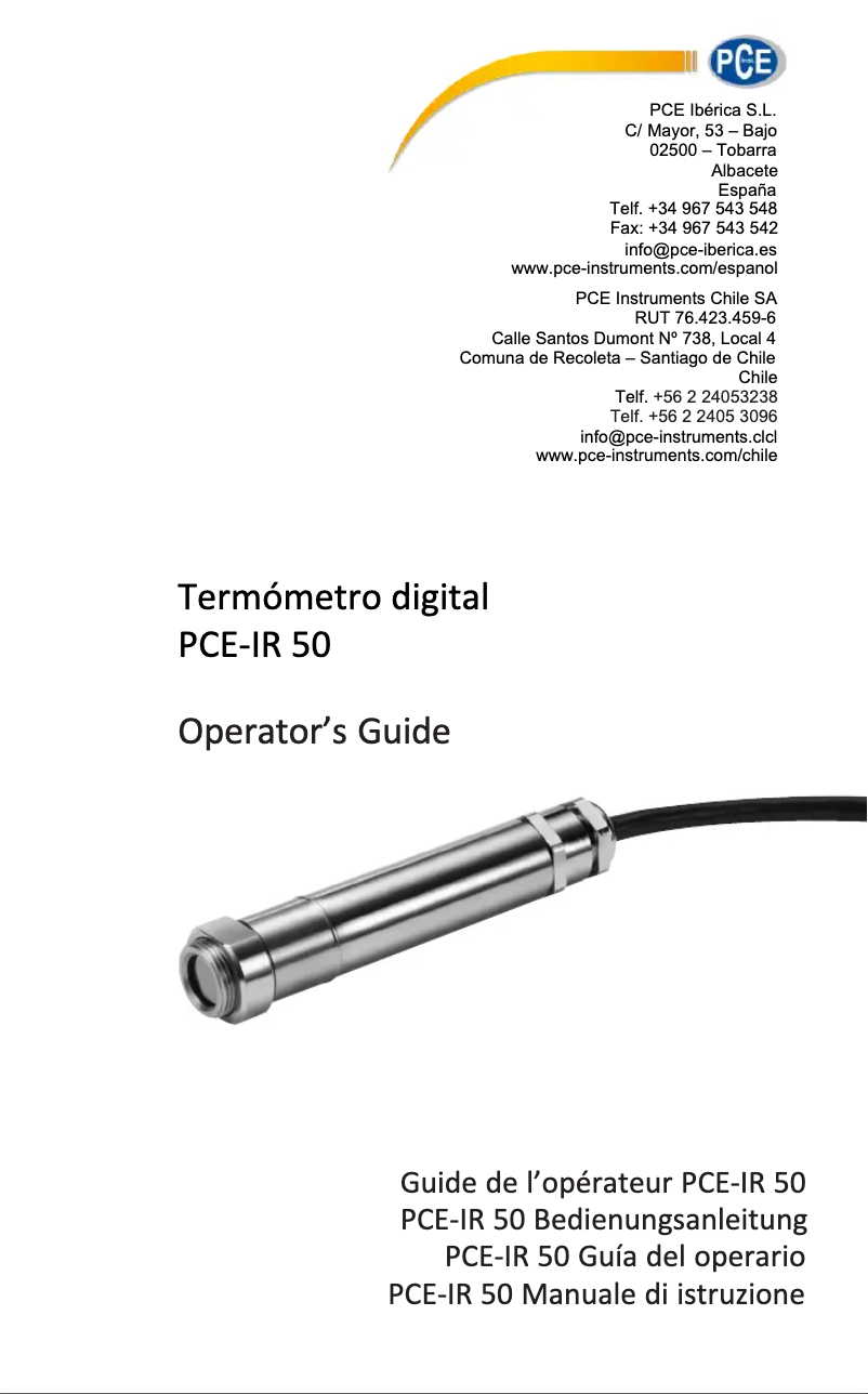Imagen de la primera página del manual del dispositivo PCE-RCM 11