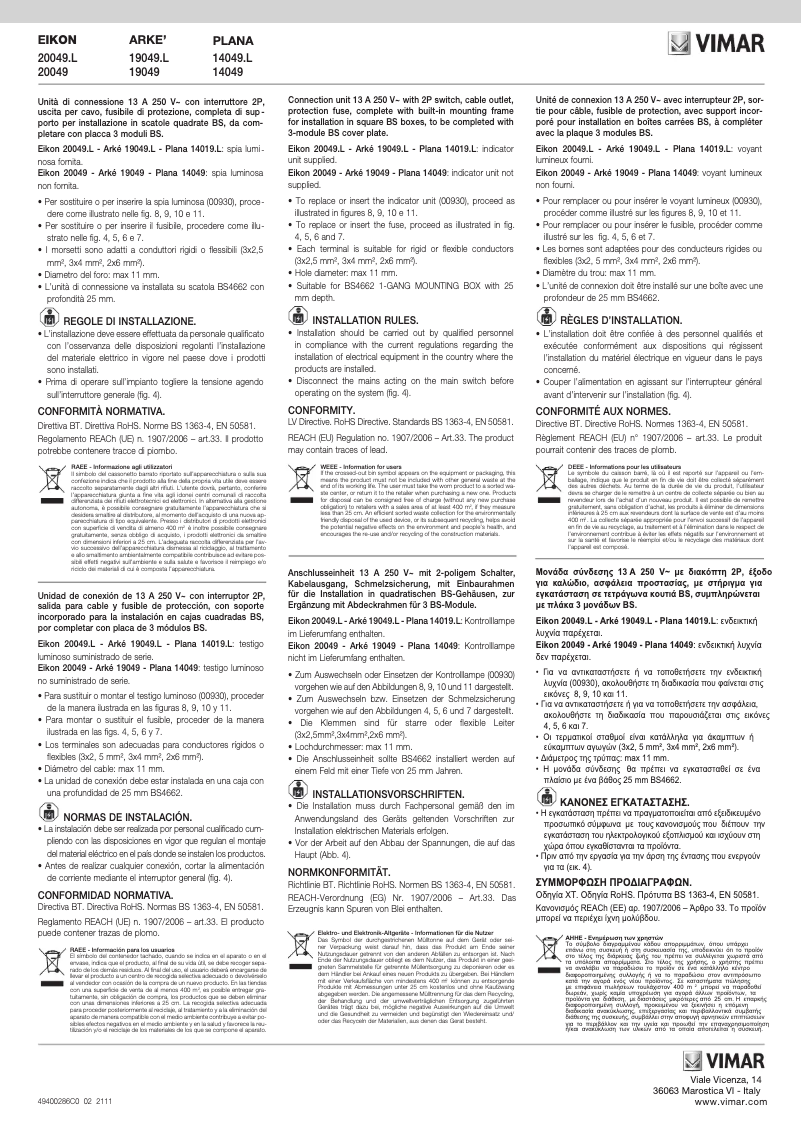 Página nº 1 - Manual de usuario Vimar 20049.L.N