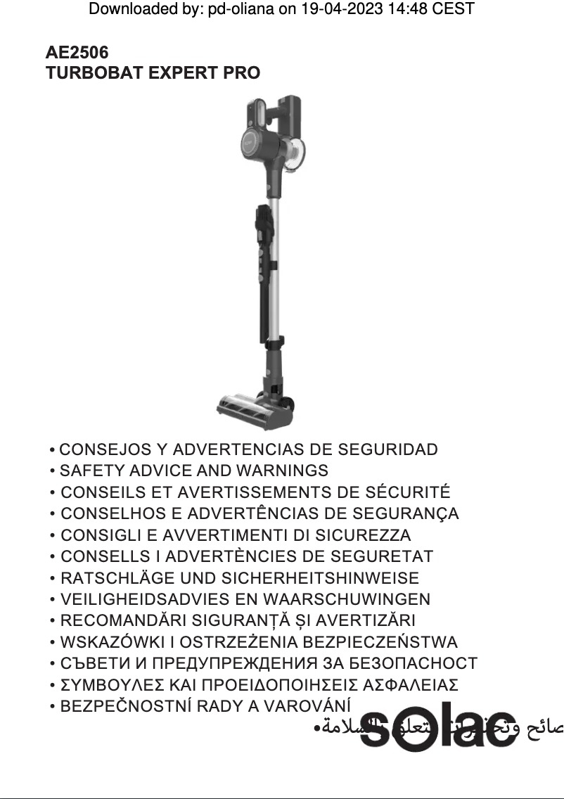 Imagen de la primera página del manual del dispositivo Turbobat Expert Pro 22.2V AE2506