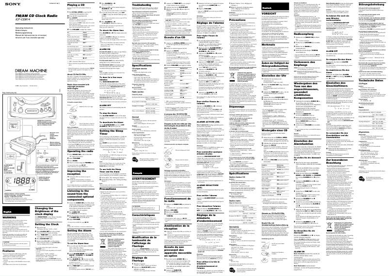 Página nº 1 - Manual de usuario Sony ICF-CD814