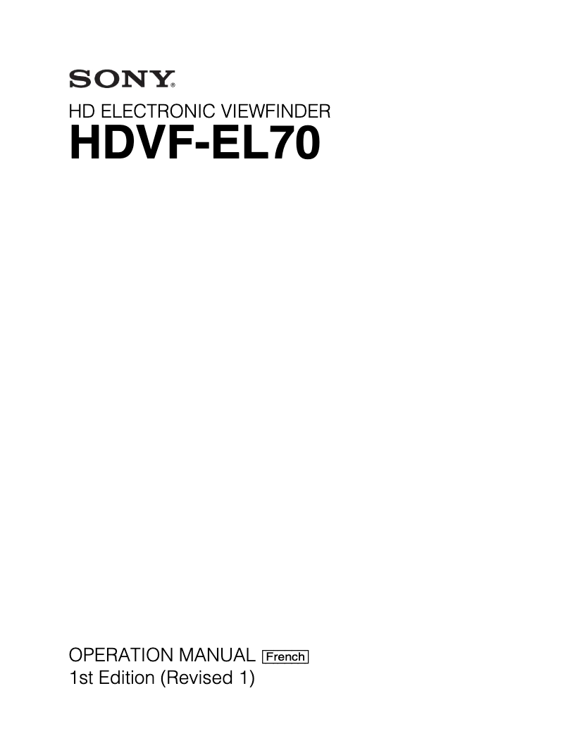 Imagen de la primera página del manual del dispositivo HDVF-EL70