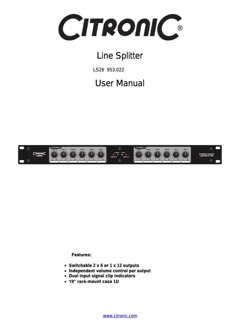 Página 1 del manual Manual de usuario Citronic LS26