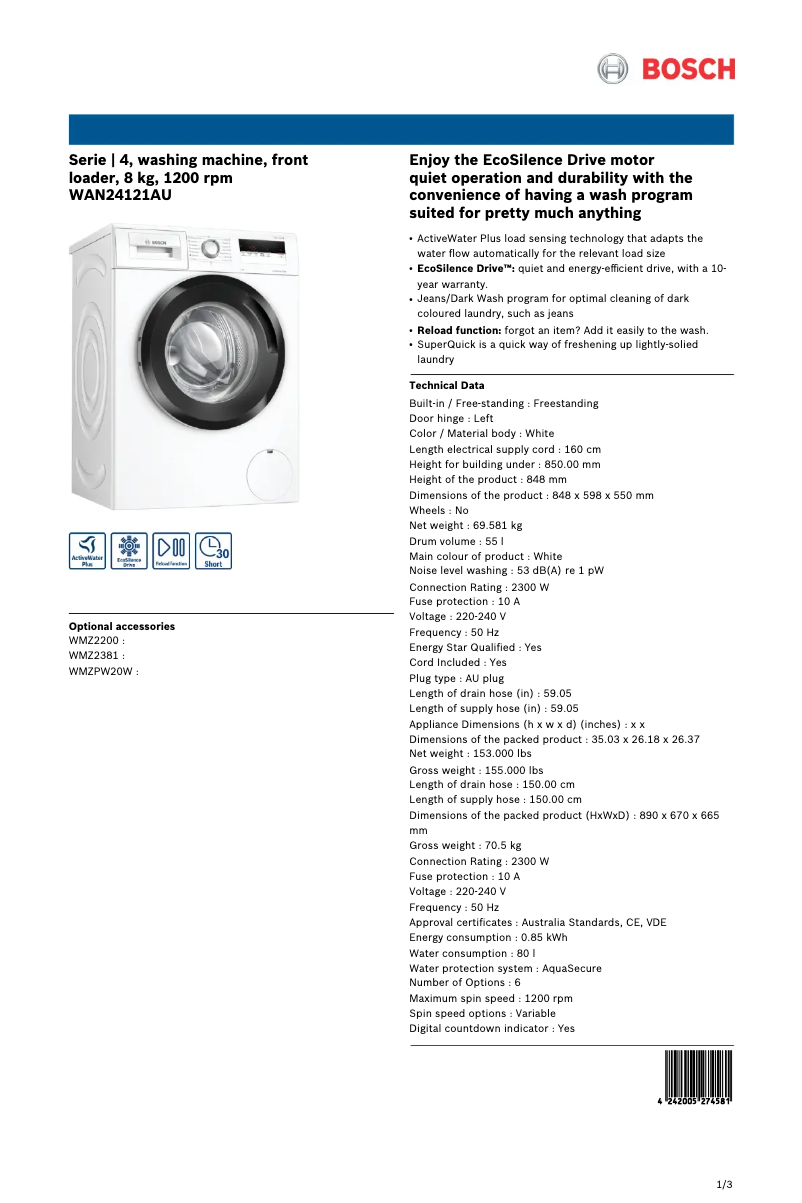 Imagen de la primera página del manual del dispositivo WAN24121AU