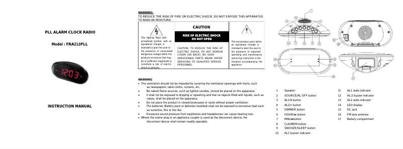 Imagen de la primera página del manual del dispositivo FRA212PLL