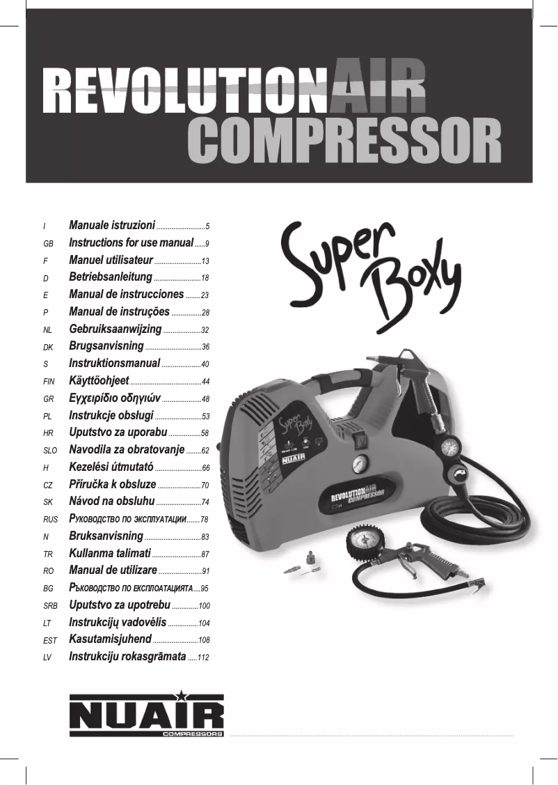 Página 1 del manual Manual de usuario NUAIR Revolution Air Compressor W8215240