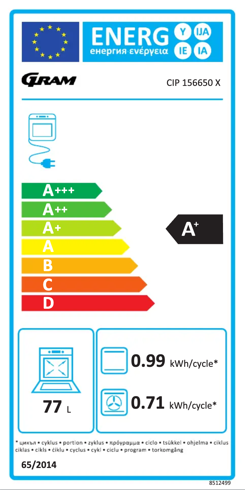 Página 1 del manual Etiqueta energética Gram CIP 156650 X
