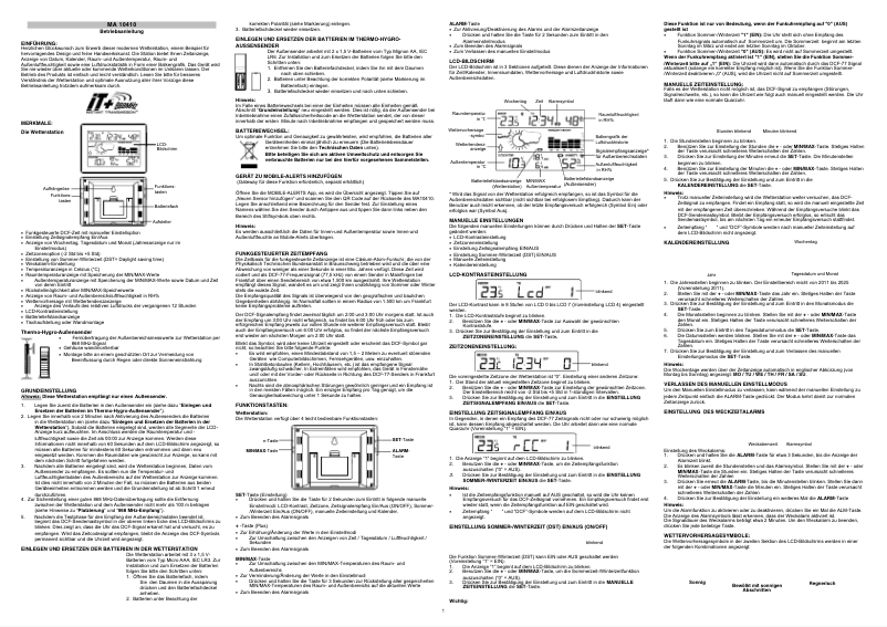 Imagen de la primera página del manual del dispositivo MA 10410