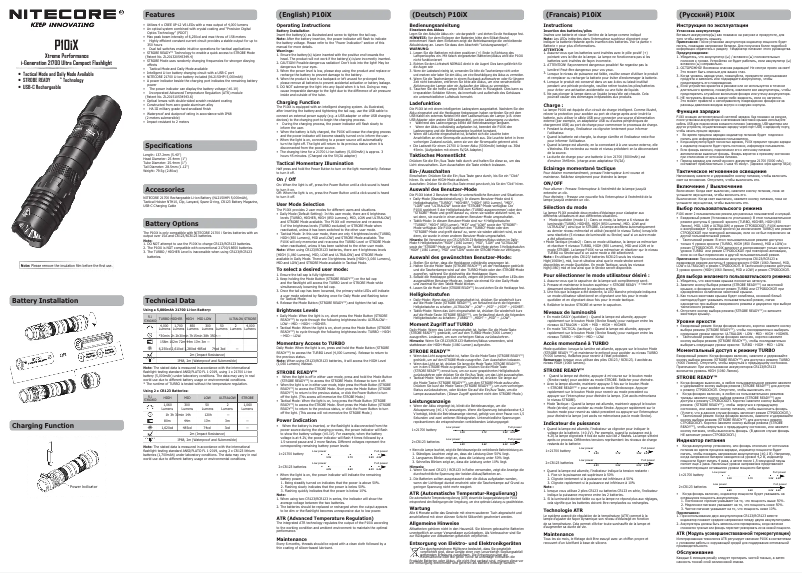 Página 1 del manual Manual de usuario Nitecore P10iX
