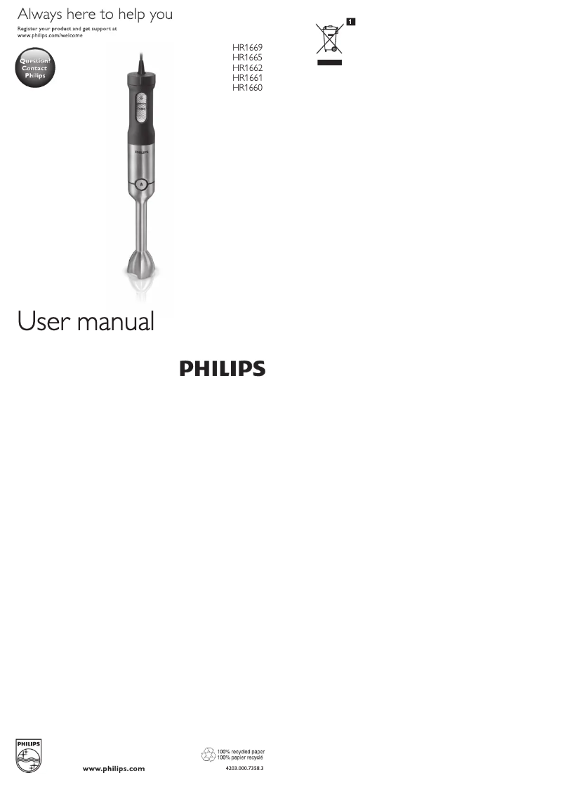 Página 1 del manual Manual de usuario Philips Avance Collection HR1669