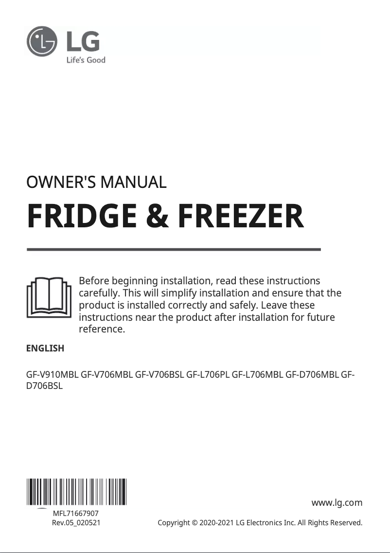 Imagen de la primera página del manual del dispositivo GF-V706MBL