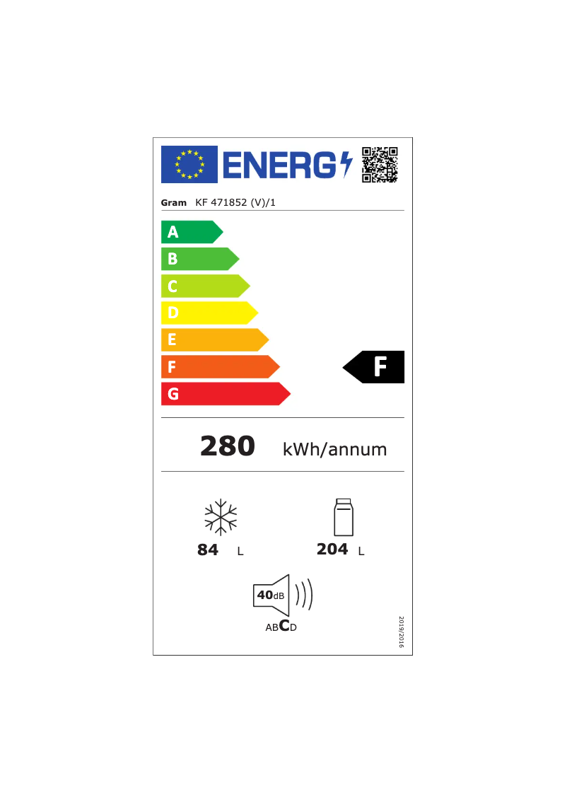 Página 1 del manual Etiqueta energética Gram KF 471852 (v)/1