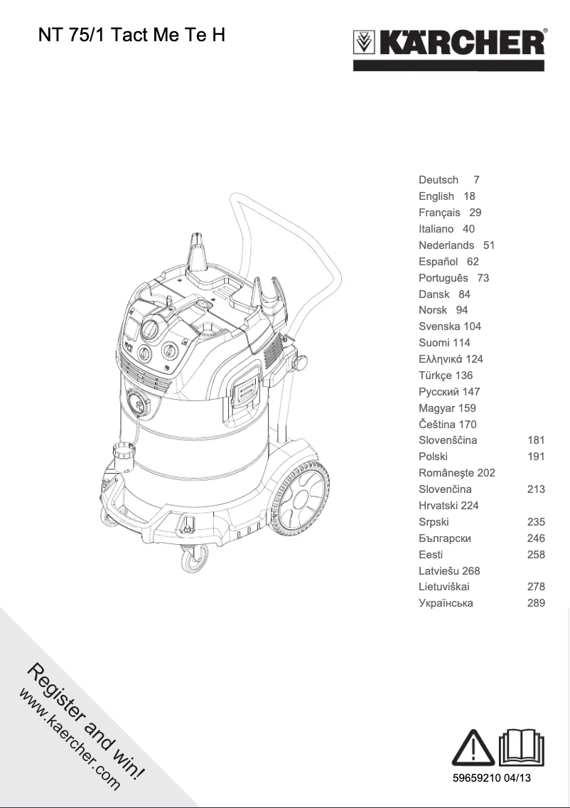 Página 1 del manual Manual de usuario Kärcher NT 75/1 Tact Me Te