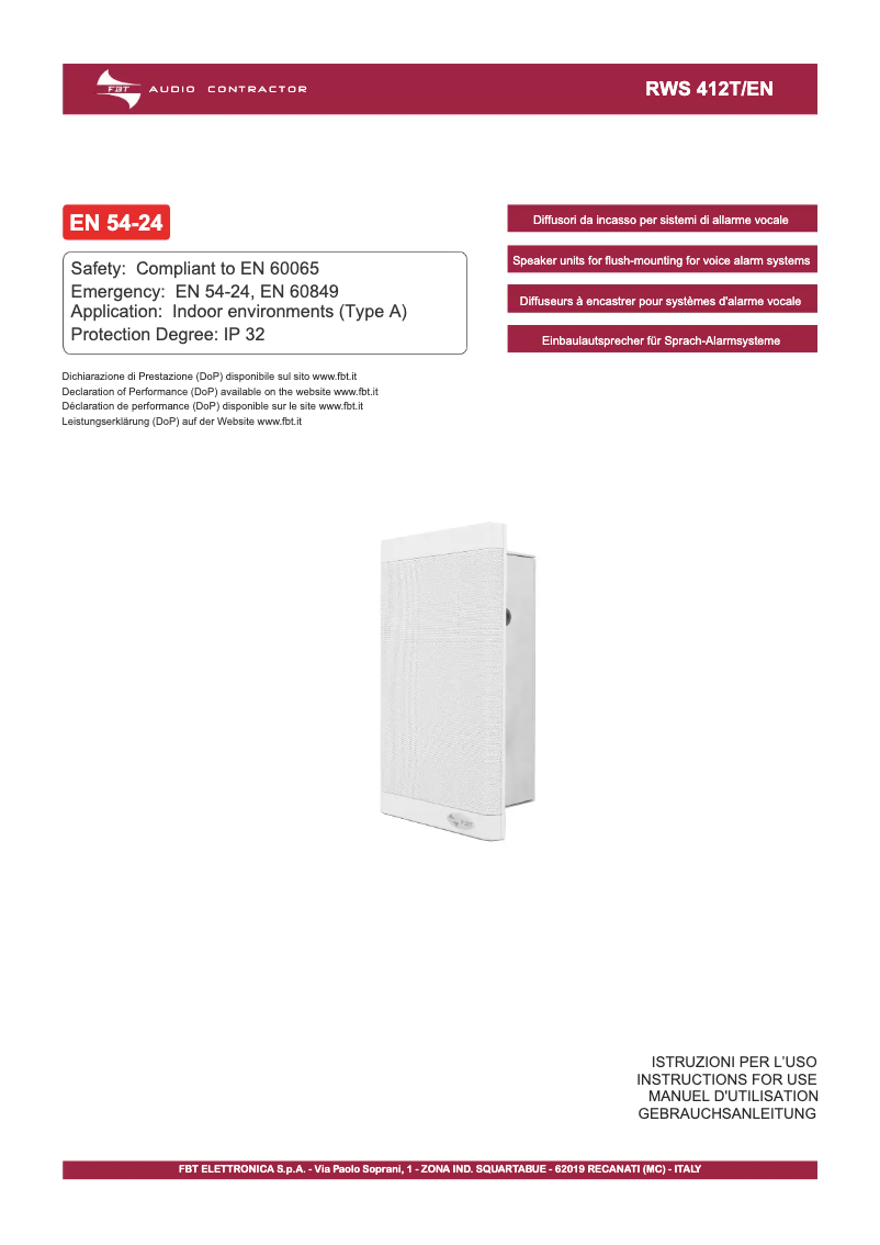 Imagen de la primera página del manual del dispositivo RWS 412 T/EN