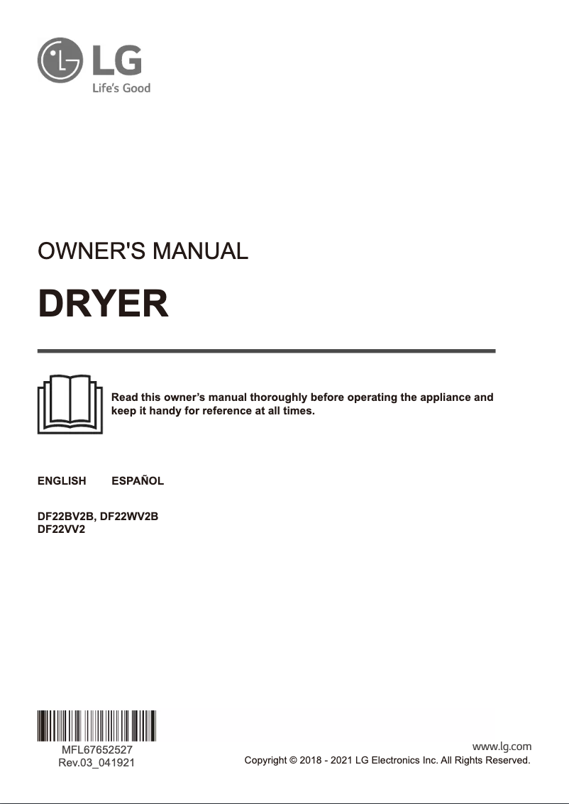 Imagen de la primera página del manual del dispositivo DF22BV2B