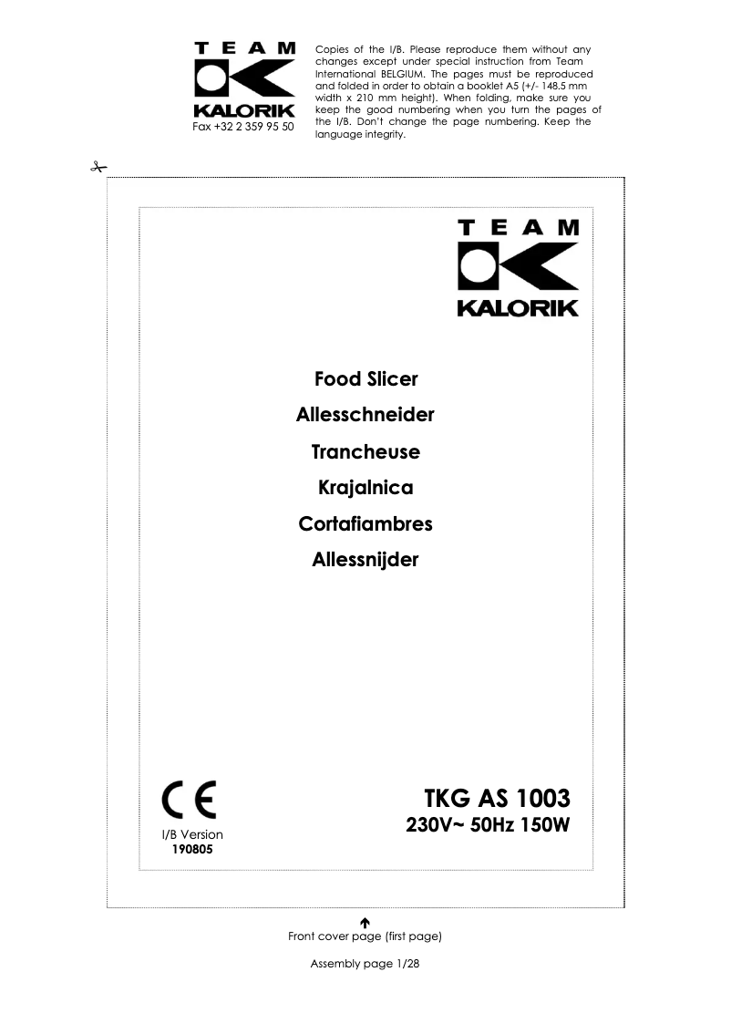 Página 1 del manual Manual de usuario Kalorik AS 1003 RD