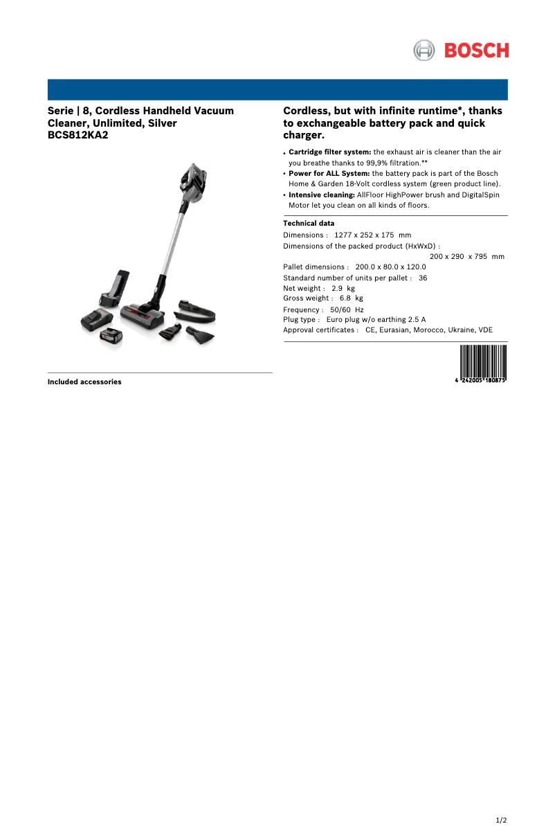 Imagen de la primera página del manual del dispositivo BCS812KA2