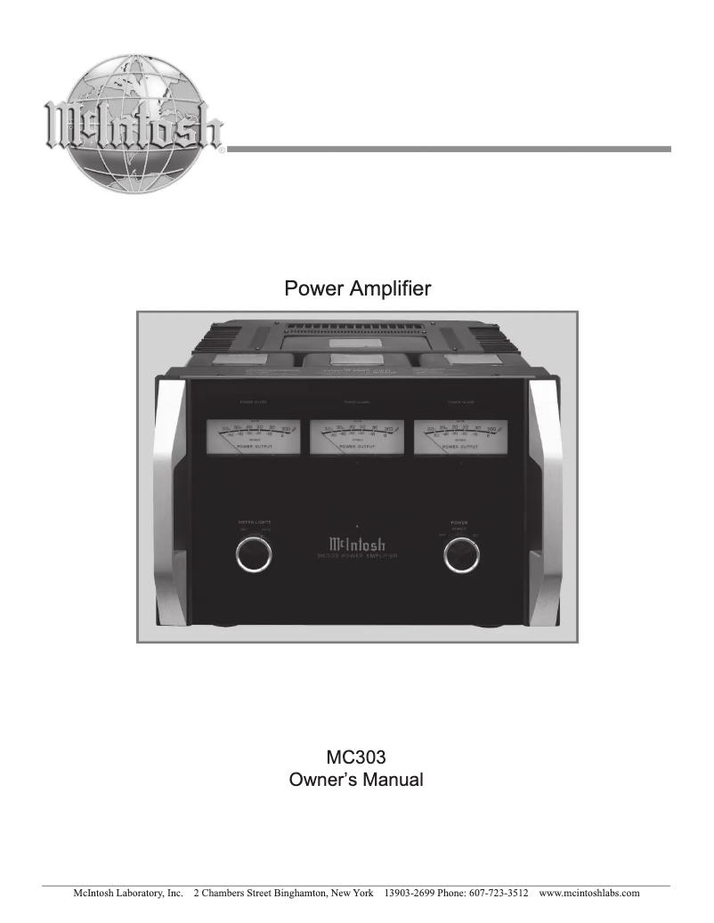 Página nº 1 - Manual de usuario McIntosh MC303