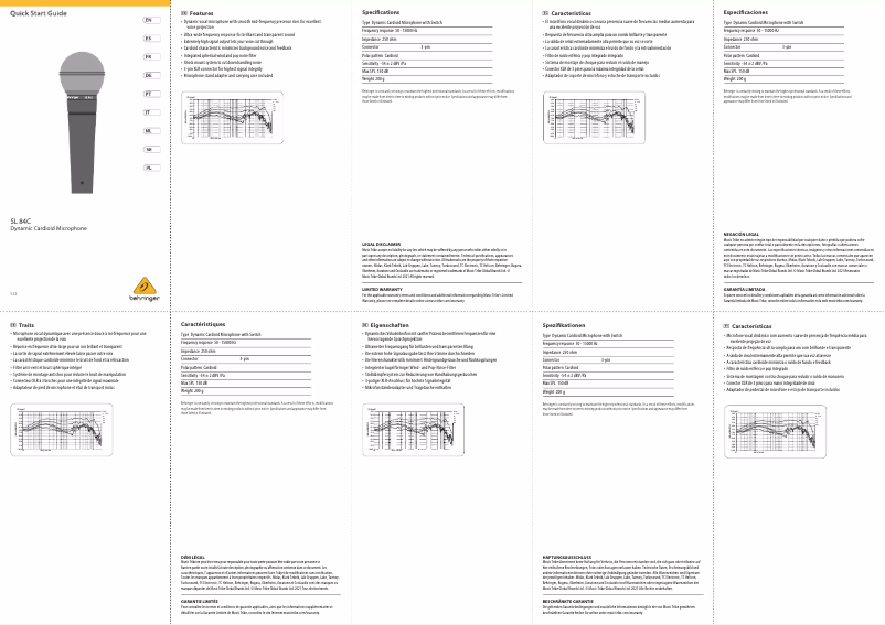Imagen de la primera página del manual del dispositivo SL 84C