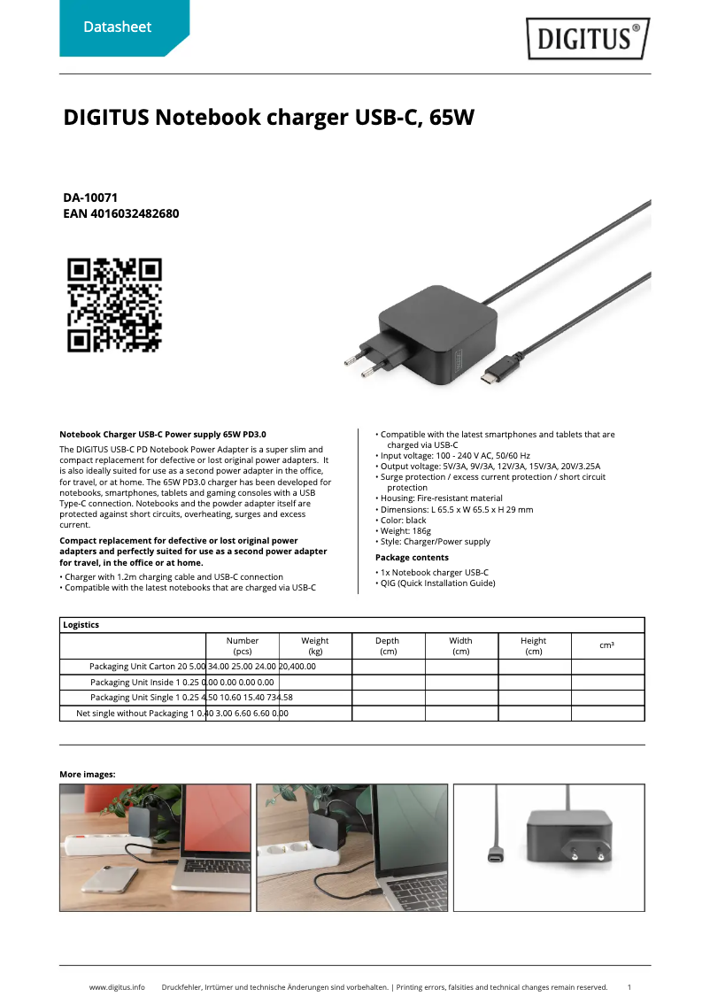 Imagen de la primera página del manual del dispositivo DA-10071