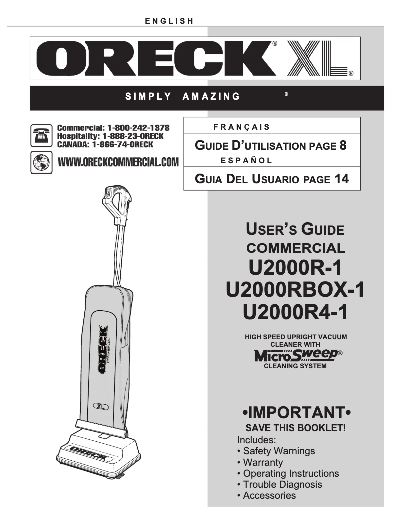 Imagen de la primera página del manual del dispositivo U2000R-1