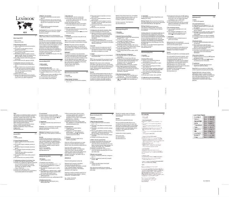Imagen de la primera página del manual del dispositivo NC10Z