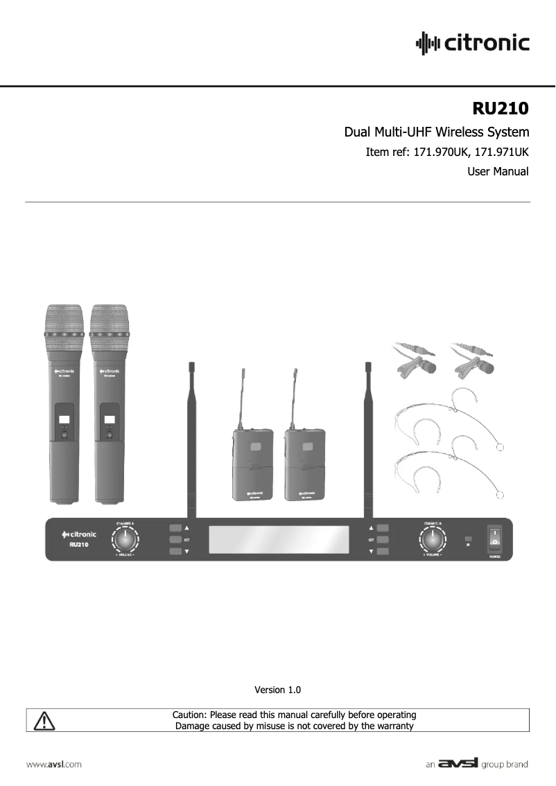 Imagen de la primera página del manual del dispositivo RU210