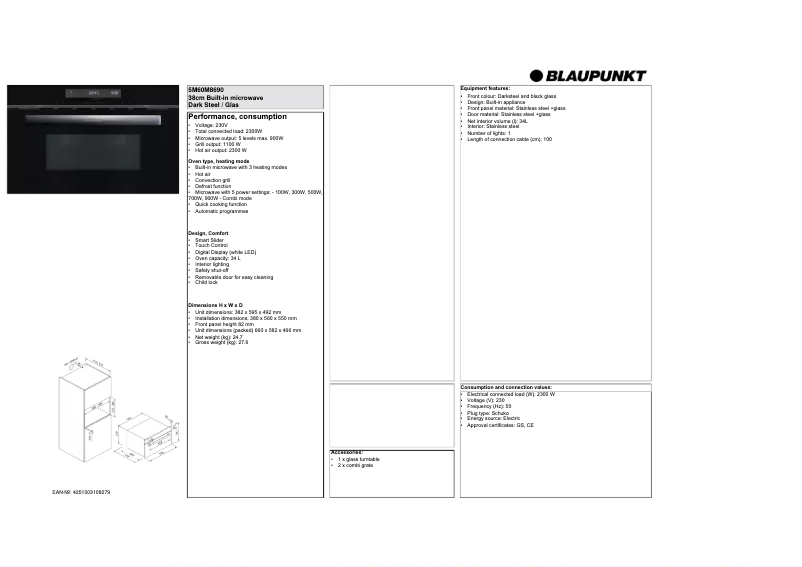 Página 1 del manual Ficha técnica Blaupunkt 5M60M8690