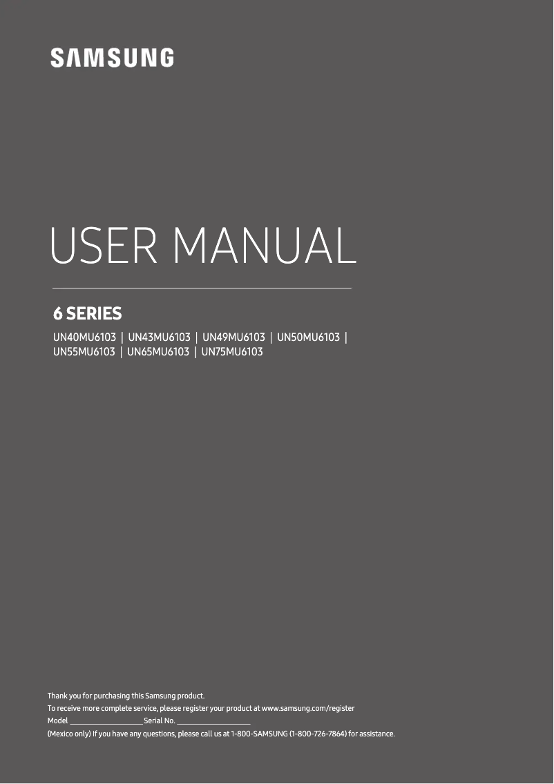 Página 1 del manual Manual de usuario Samsung UN50MU6103FXZX