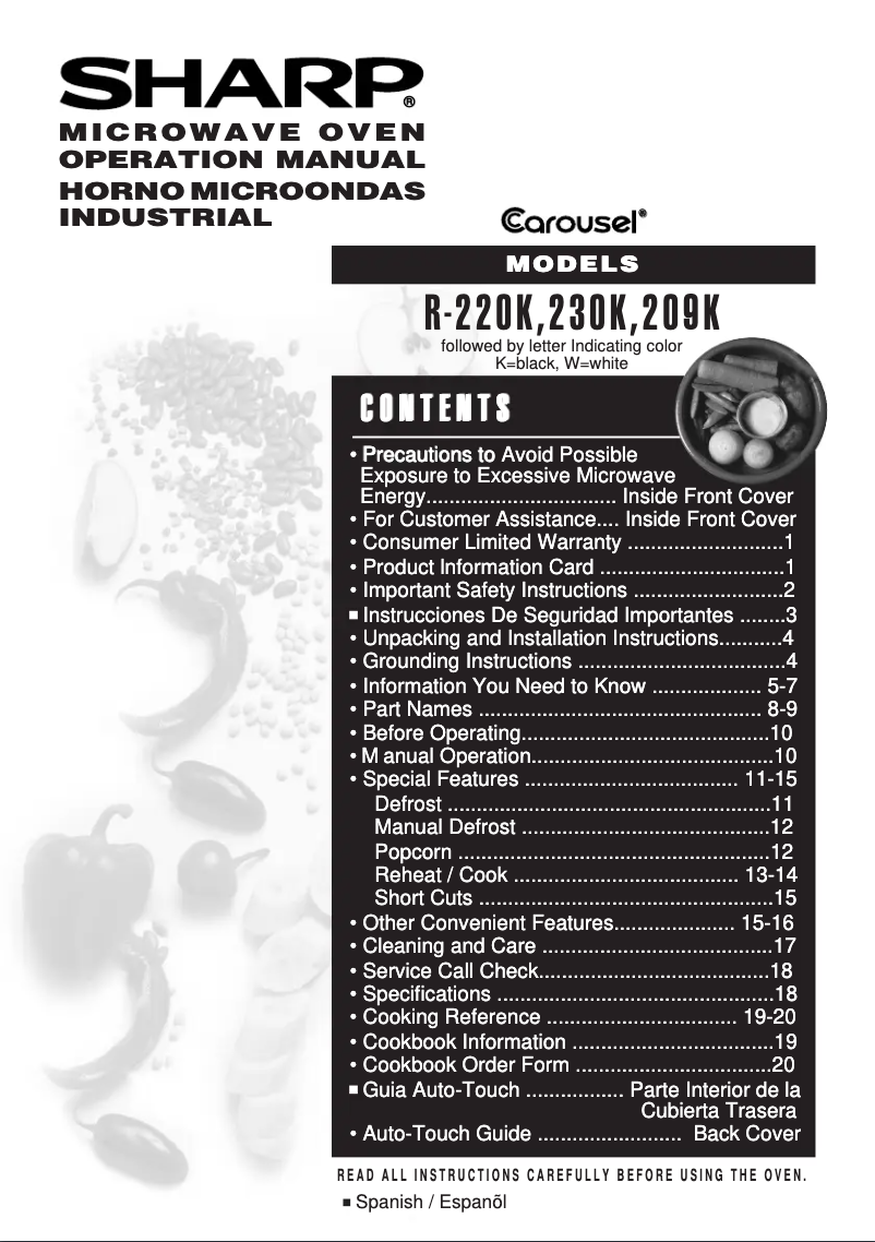 Página 1 del manual Manual de usuario Sharp R209WA