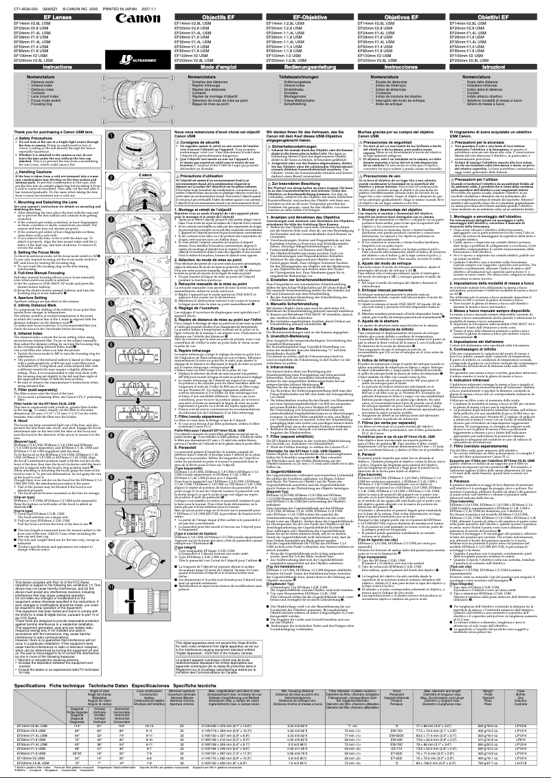 Página nº 1 - Manual de usuario Canon EF 28mm f/1.8 USM