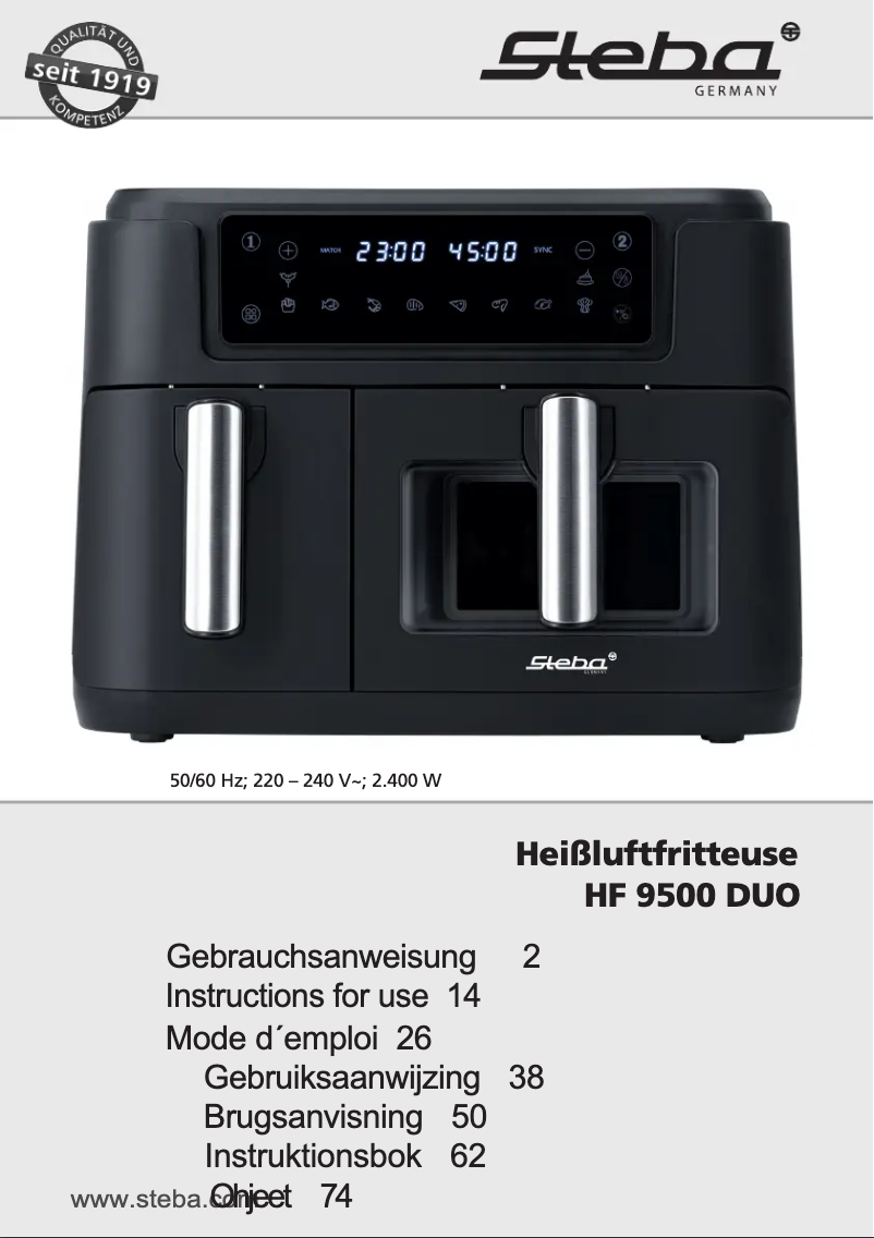 Página 1 del manual Manual de usuario Steba HF 9500 DUO