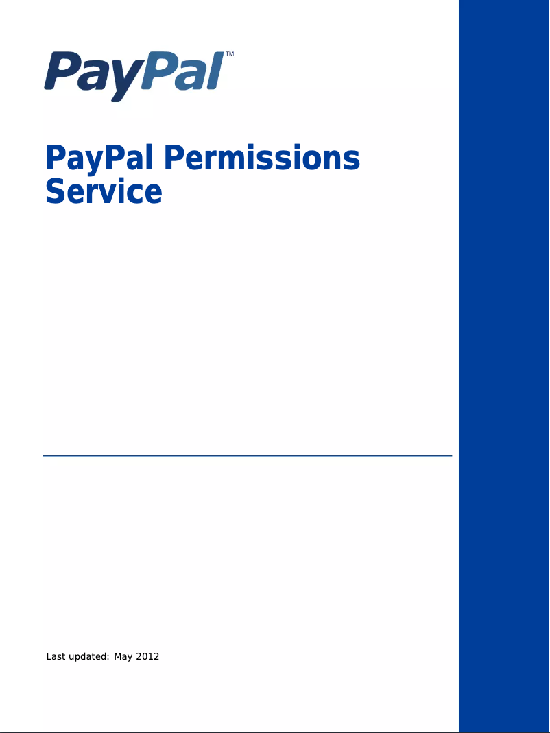 Imagen de la primera página del manual del dispositivo Permissions Service (2012)