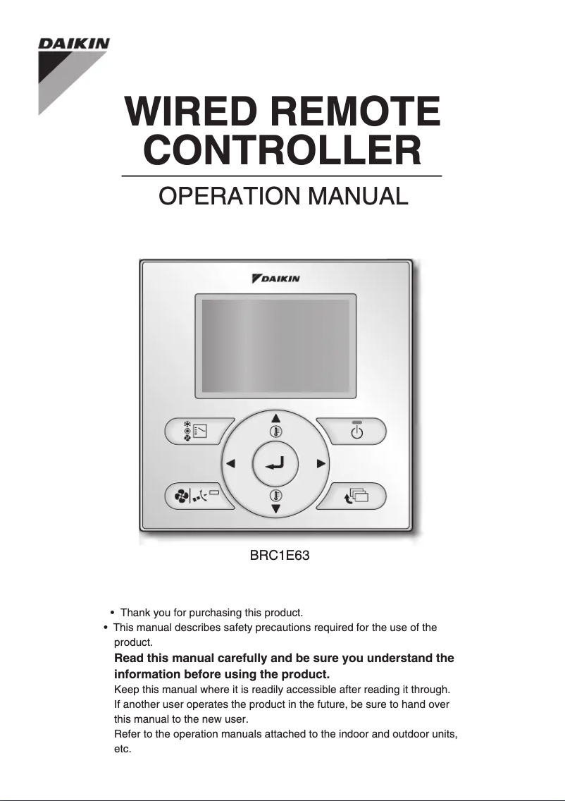 Página nº 1 - Manual de usuario Daikin BRC1E63