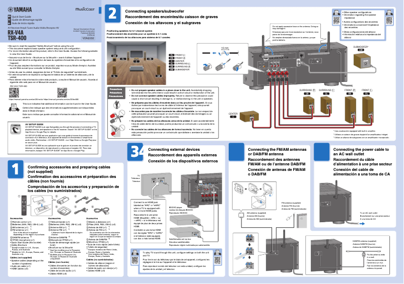 Imagen de la primera página del manual del dispositivo RX-V4A