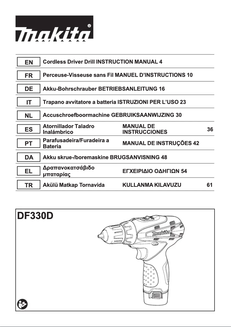 Página 1 del manual Manual de usuario Makita DF330DWEX3