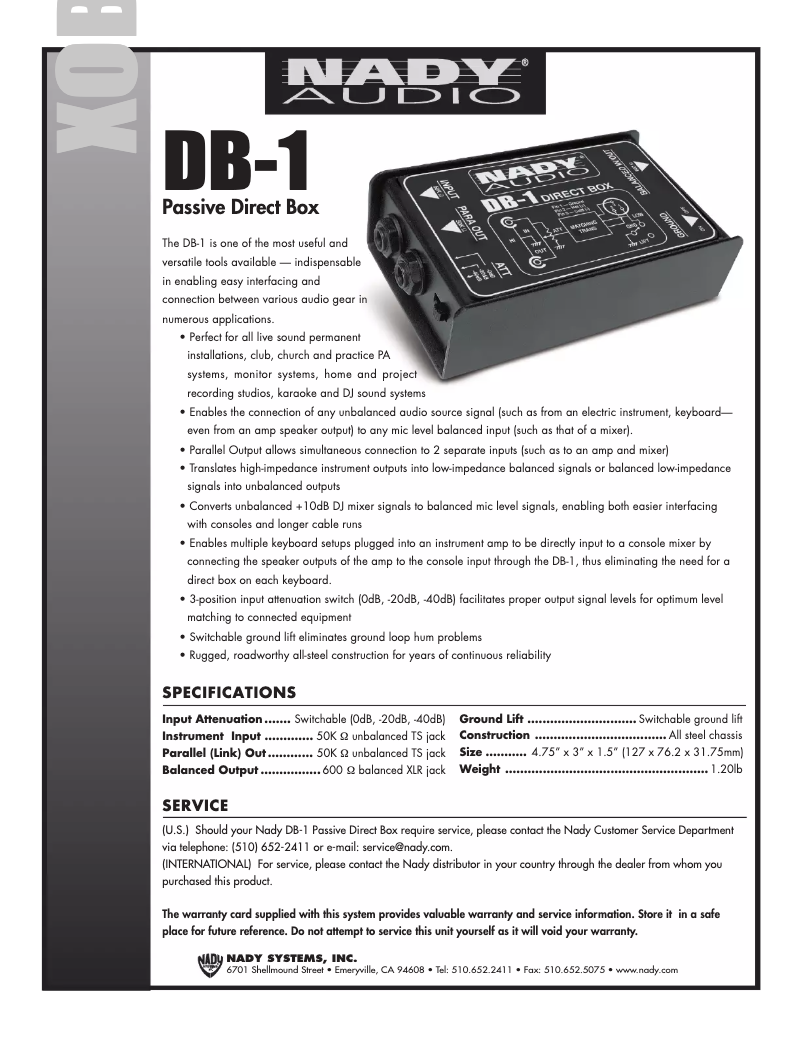 Imagen de la primera página del manual del dispositivo DB-1