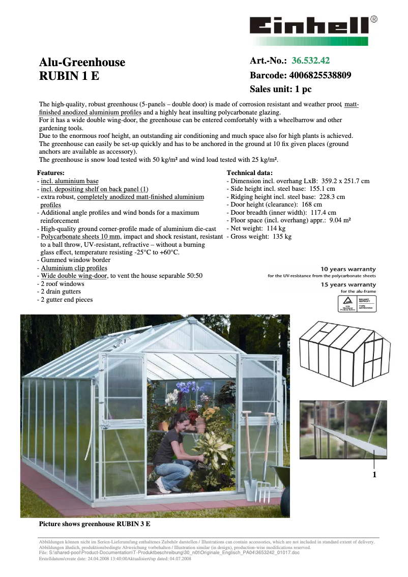 Imagen de la primera página del manual del dispositivo RUBIN 1 E