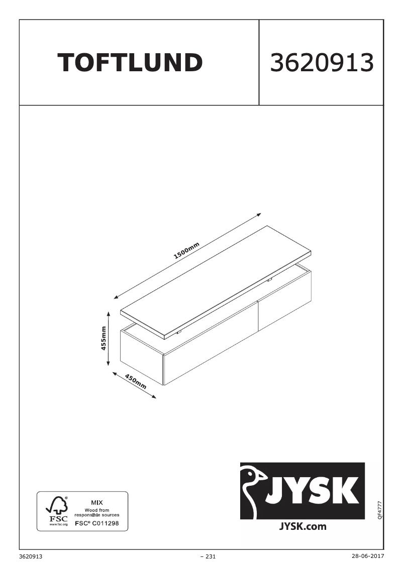 Página nº 1 - Manual de usuario JYSK Toftlund