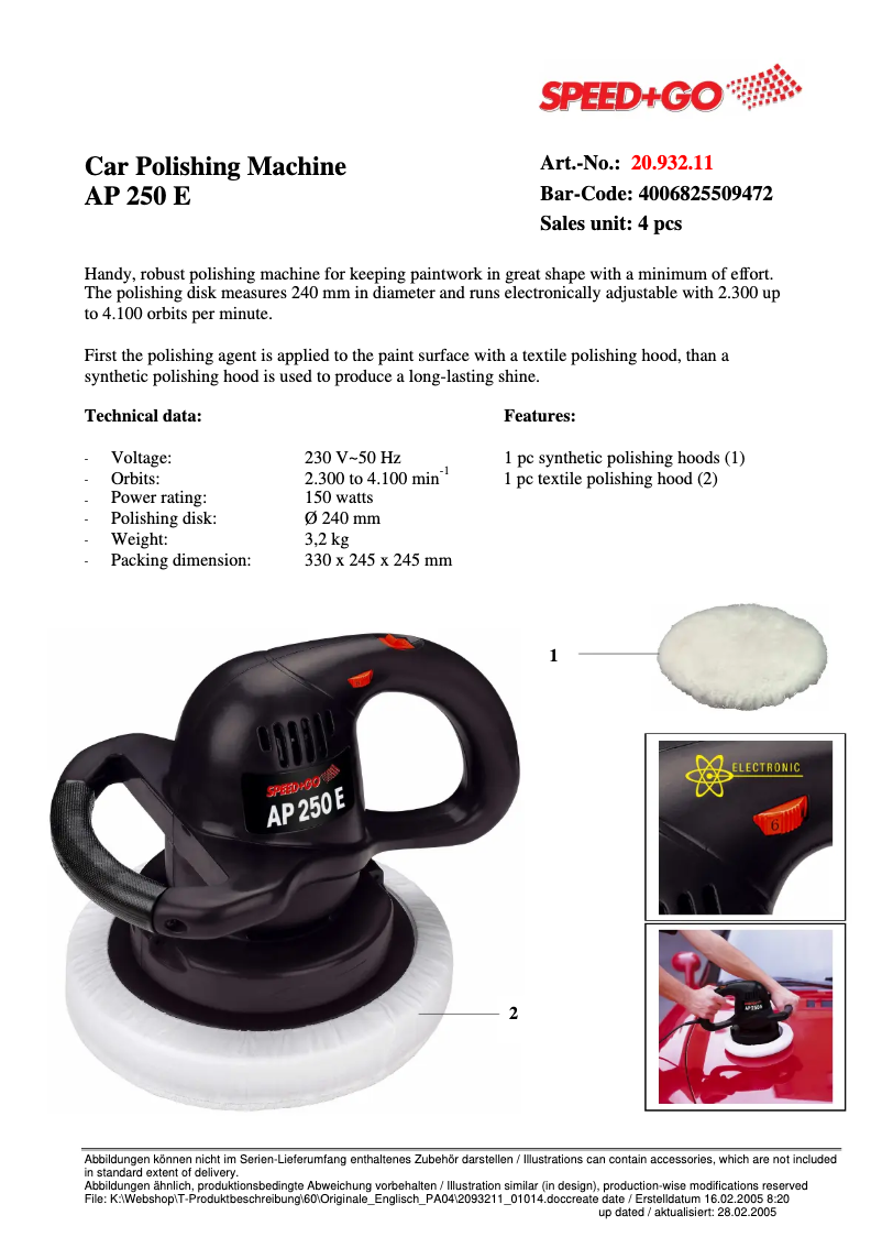 Imagen de la primera página del manual del dispositivo AP 250 E