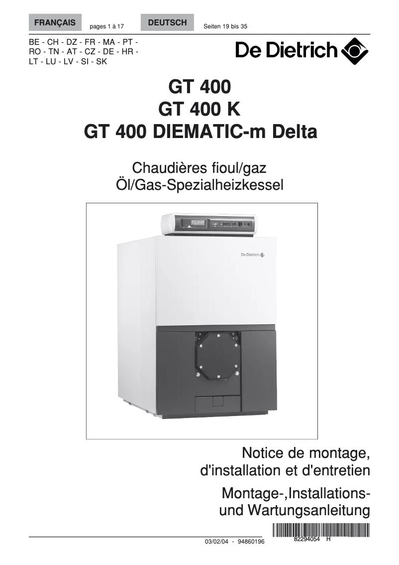 Imagen de la primera página del manual del dispositivo GT400