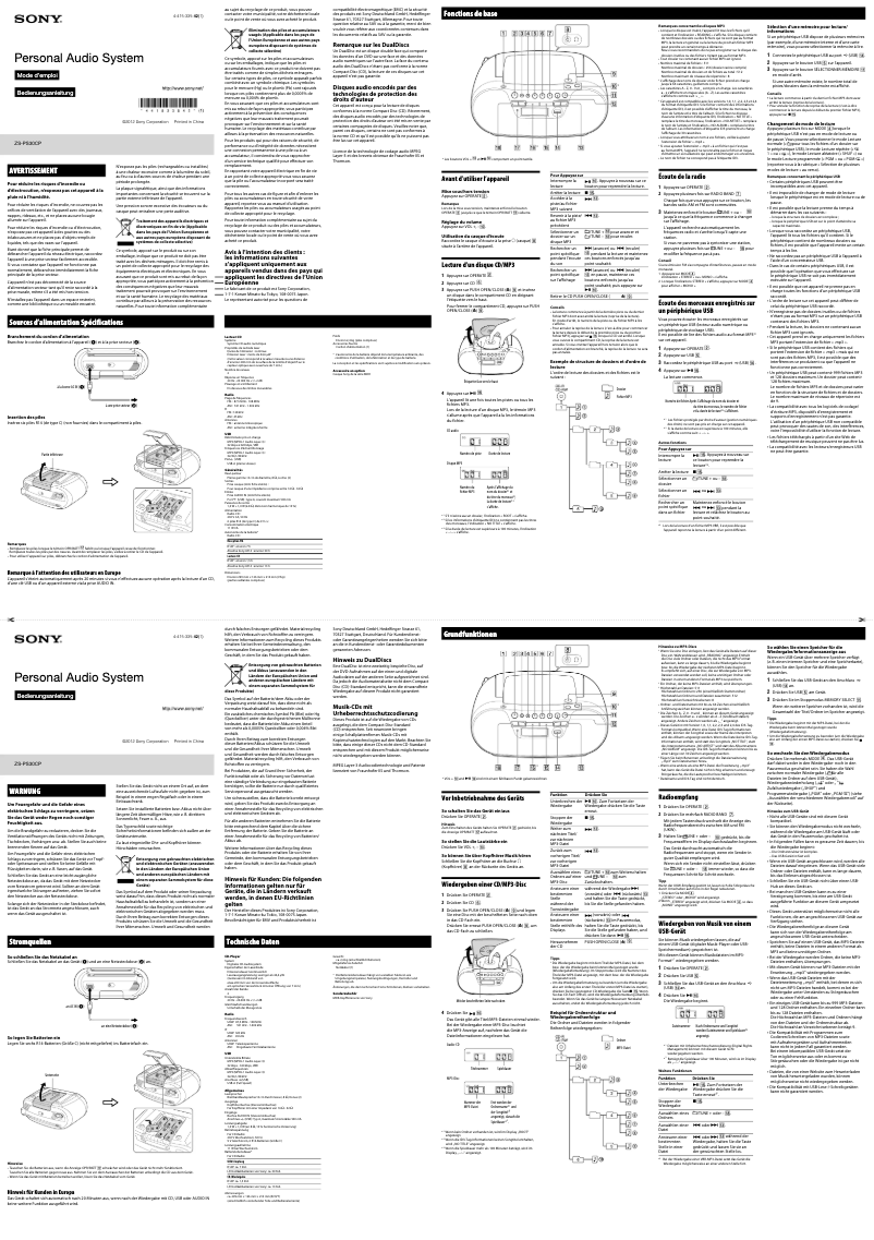 Página 1 del manual Manual de usuario Sony ZS