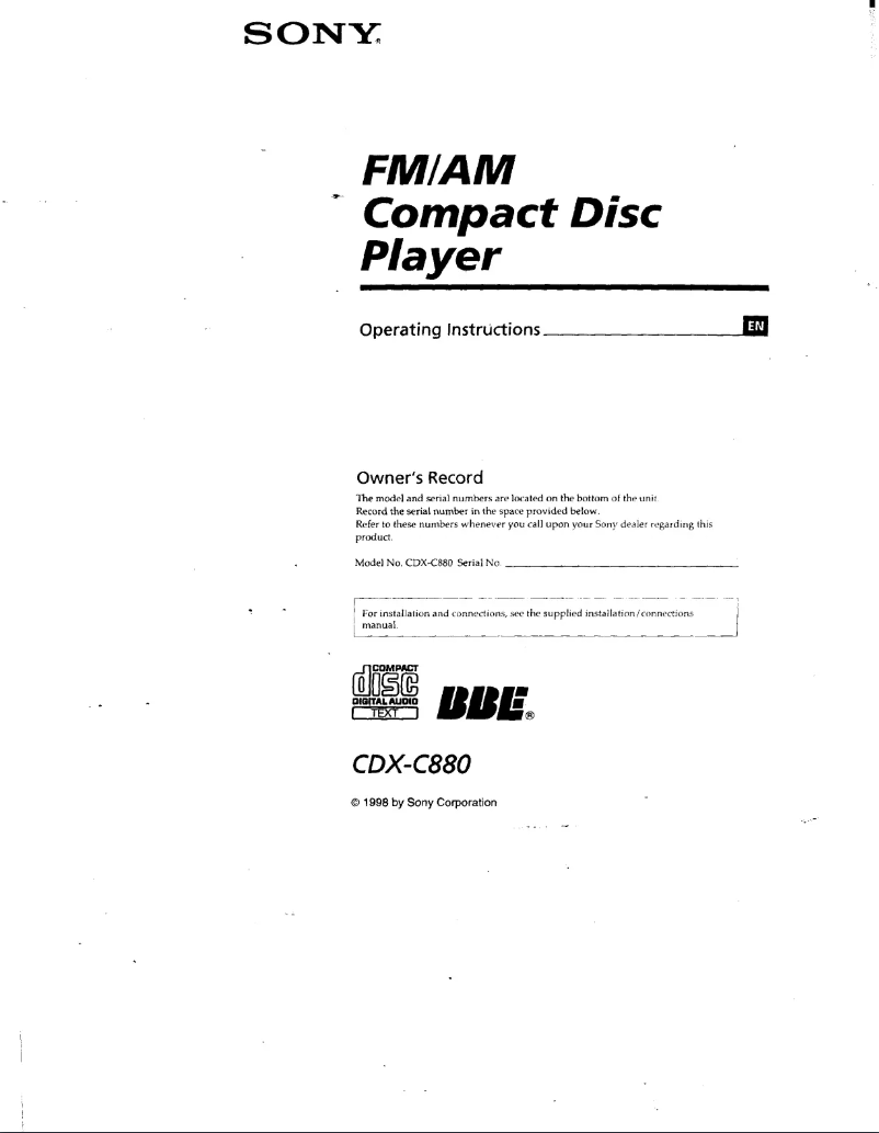 Imagen de la primera página del manual del dispositivo CDX-C880