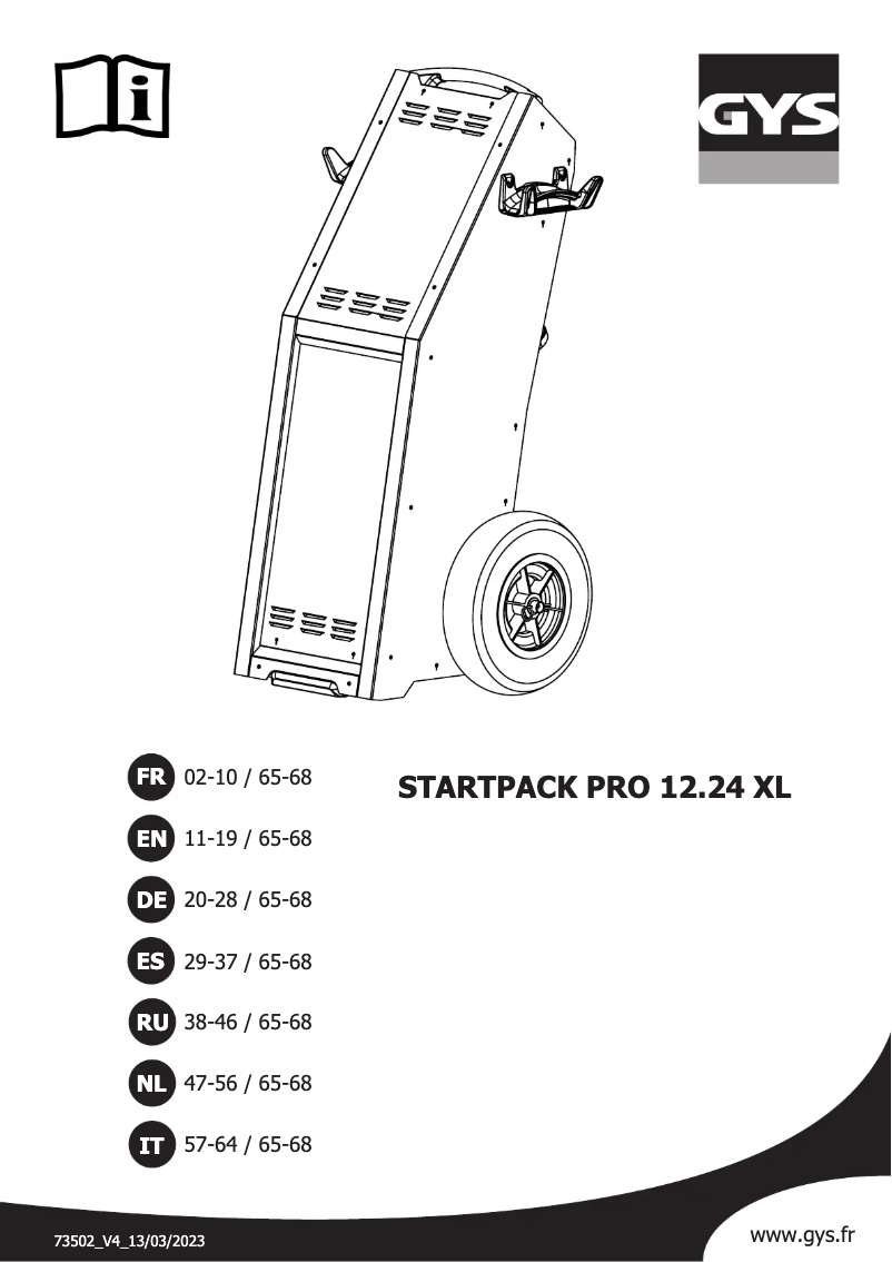 Página 1 del manual Manual de usuario GYS Startpack PRO 12.24V XL