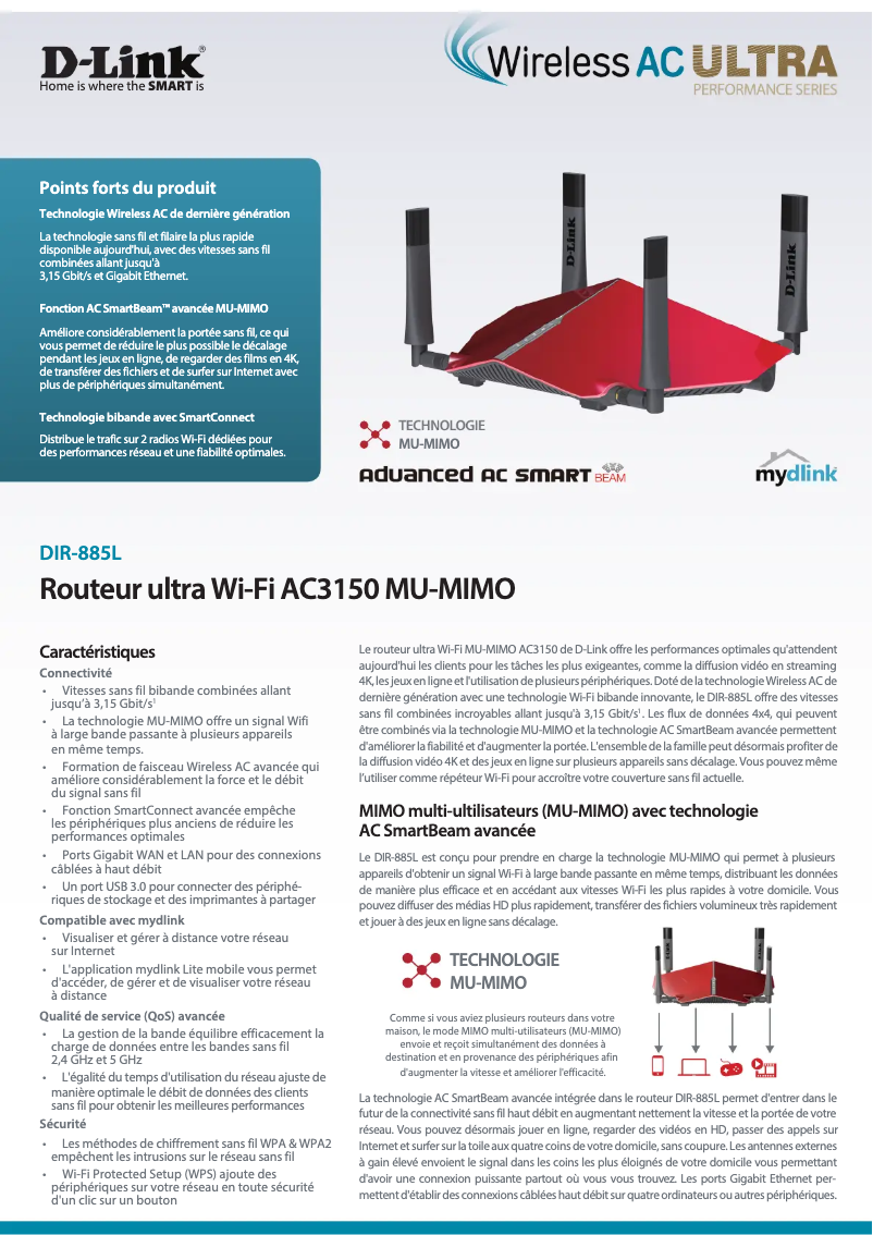 Página 1 del manual Ficha técnica D-Link DIR-885L